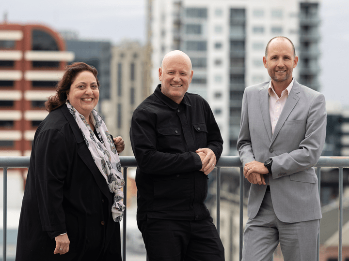 Illuminate Adelaide Creative Directors, Lee Cumberlidge and Rachael Azzopardi with Perks CEO, James Black